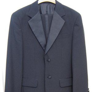 36S Gianni Vironi Black Tuxedo-jacket pants shirt-Prom-proposal-wedding tux suit